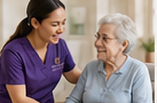 Female caregiver assisting elderly woman
