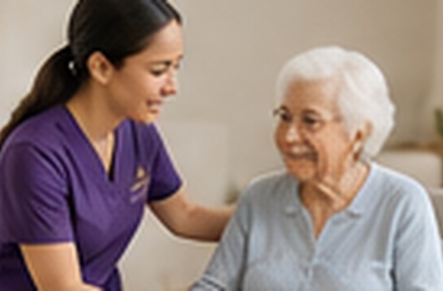 Caregiver preparing meal with elderly client